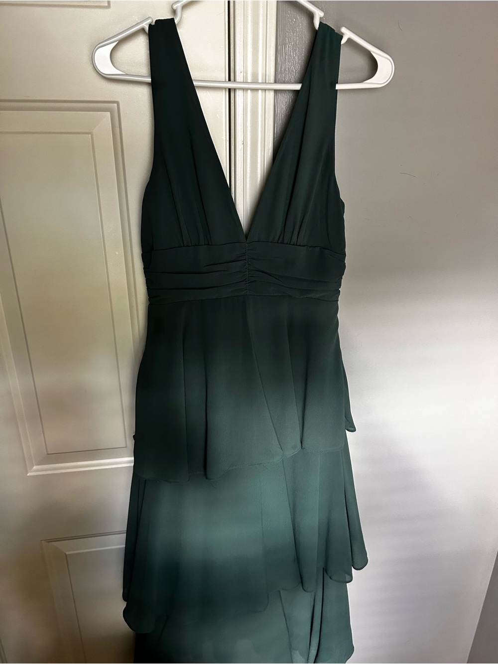 Lulu's Forest Green V-Neck Layered Maxi Dress